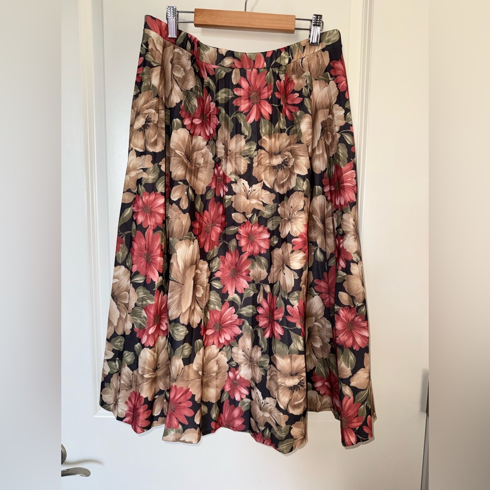 Vintage Carriage Court Floral A-Line Skirt Single Stitch Hem Women’s Size 20